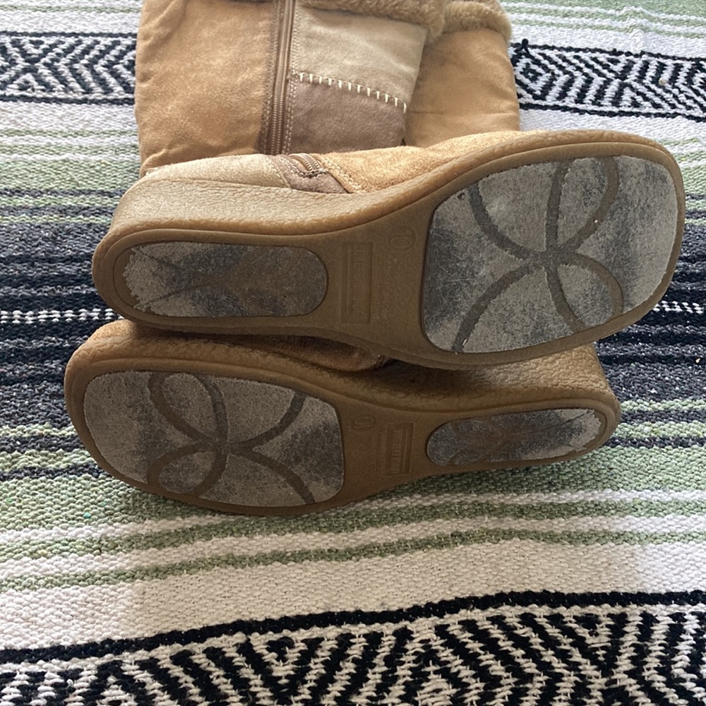 Vintage y2k lower east side patchwork calf high tan boots - Picture 3 of 7